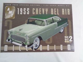 Yr 2000 Sp Ed Amt 1955 Chevy Bel Air 1/25 Model Car Kit 30266 - Started
