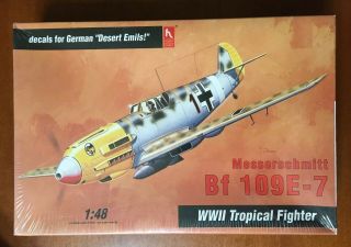 Bf 109e - 7 Ww2 Tropical Fighter - Hobby Craft 1/48 Scale Kit Hc1565 - Sealed/nib