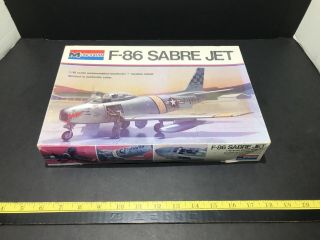 Vintage 1976 Monogram 1/48 Scale Usaf F - 86 Sabre Jet Model Kit Fighter Jet