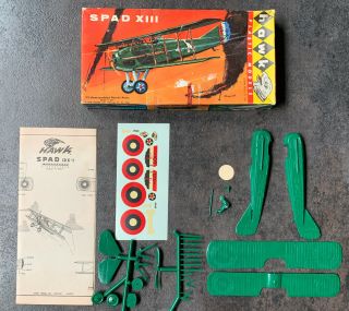 Vintage 1958 Hawk Spad Xiii Plastic Model Kit Unassembled Airplane No.  617 - 60