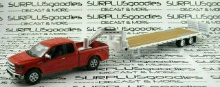 Greenlight 1:64 Scale Red 2017 Ford F - 150 F150 Pickup Truck W/gooseneck Trailer
