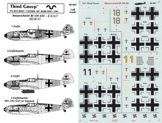 Third Group Decals 1/48 Messerschmitt Bf 109e - 3/4/7 9.  /jg 27 8.  /jg 27 (luftwaffe)
