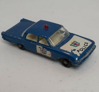 Police Car 1963 Lesney Matchbox No.  55 B Ford Fairlane Blue Police Car 1912