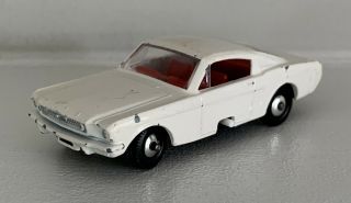 Vintage 60’s Lesney Matchbox 8 Ford Mustang Hitch Steering White W/red Interior