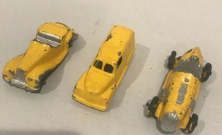 Trio Of Vintage Tootsie Toy Die Cast Cars In Bright Yellow