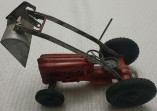 Vintage Tootsie Toy Ford Tractor With Loader - 7 " Long With Bucket Loader Raised