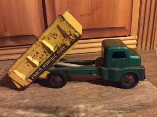 Vintage Pressed Steel Structo Hydraulic Dump Truck Green/yellow Estate Find