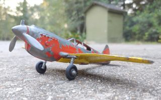 Vintage Hubley Curtiss P - 40 Warhawk Stunt Three - Blade Prop Toy Airplane Diecast