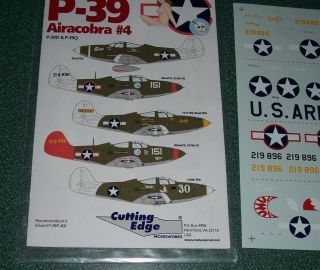 1/48 Cutting Edge Decals 48146 Limited Edition P - 39 Airacobra 4 U.  S.  Fighter
