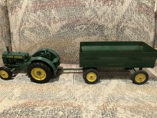 Vintage John Deere “br” Tractor And Flare Box Wagon 1/16