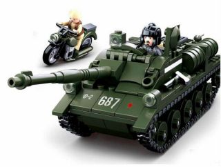 338pcs Military Army Su85 Tank Destroyer Building Block Brick Figure Model Toy