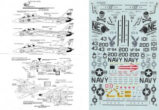 Superscale Decals 1/48 F - 14a Tomcat Vx - 4 Evaluators Vf - 1 Vf - 84 Jolly Rogers (usn)
