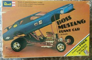 Vtg Revell Model Kit 1970 Issue Of The Boss Mustang Funny Car Box & Instructions