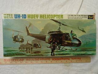 1967 Bell Uh - 1d Huey Helicopter Model Kit Revell No H - 286 - 200 Complete Begun Ex -