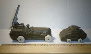 Vintage Barclay Slush Cast Iron Toy Armored Car Movable Gun / Tank Military Army