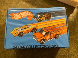 Hot Wheels 24 Car Collector’s Case Mattel Vintage 1975 8227 Blue 2 White Trays