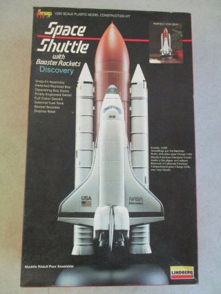 Snap Fit 1/200 Scale Space Shuttle Discovery Model Kit By Lindberg 1990
