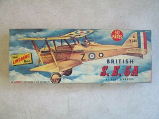 Vintage 1/4 " Scale British S.  E.  5a Model Kit By Lindberg 532:69