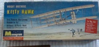 1958 Monogram Unbuilt Model Kitty Hawk Wright Brothers Airplane Kit Pa30 - 98