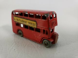 Vintage Lesney Matchbox Series No.  5 Double Decker Bus Gray Wheels 2 "