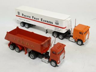 2x Herpa Ho 1:87 Terra Semi Dump Truck & Pacific Fruit Express Tractor Trailer