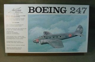 Vintage Williams Bros.  Boeing 247 1/72 Scale Model Plastic Airplane Kit