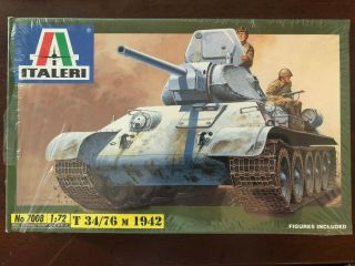 Italeri 1/72 T34/76 Model 1943 Tank Ita7078 Russian Wwii And Korea No Decals