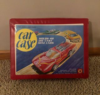 Vintage Tara Toy Corp Die Cast 48 Car Deluxe Red Vinyl Case With All Trays