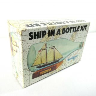 Vintage America Ship In A Bottle Model Kit By Woodkrafter 1980 Open Box No.  202