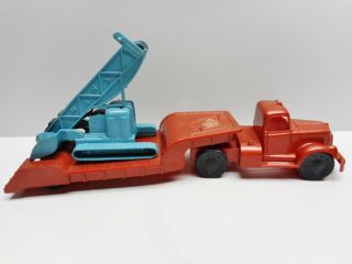 Vintage - Marx - Plastic Toy Tractor And Float With Conveyer On Tracks