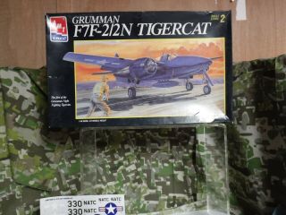 Amt Grumman F7f - 212n Tigercat 1/48 Scale Model Kit Partially Built (m - 521)