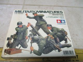 Vtg Tamiya Plastic Model Kit Military Miniatures 1/35 35193 German Mortar Team