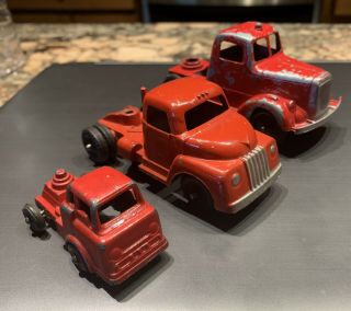3 Vintage Metal Toy Trucks Tootsietoy Slik - Toys