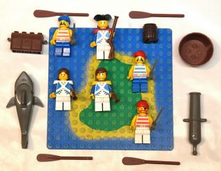 Lego Classic Pirate Imperial Blue Soldier Figures,  Shark,  Island Baseplate,  6276