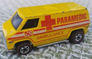 Vintage Hot Wheels Redline Die - Cast Car - Yellow Paramedic Van