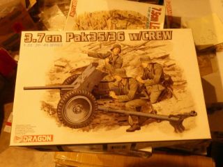 Dragon 6152 1/35 3.  7cm Pak 35/36 W/crew Anti - Tank Gun Kit