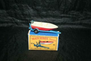 Matchbox Lesney Series Yr1961 Mb48b Boat And Trailer In Vgood Cond & Crafted Box