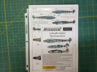 Xtredecal X48167 1/48 Luftwaffe Fighter Reconaissance Bf 109 Fw 190 Bf 110