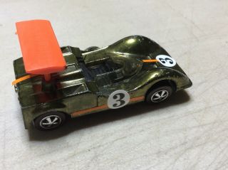 1968 Hot Wheels Redline Chaparral 2g In Olive Decals Good With Orange Wing.