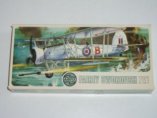 Vintage Airfix 1:72 Fairey Swordfish Model Airplane Kit - Made In England