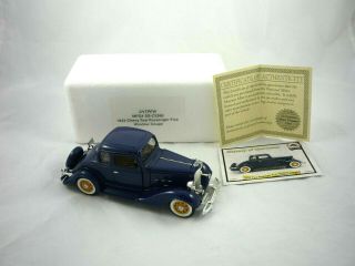 1933 Chevy Two Passenger Five Window Blue Coupe 1:32 Diecast With Certificate