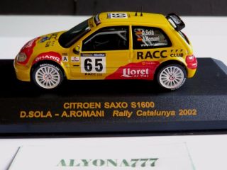 1/43 Ixo Citroen Saxo S1600 2002 Rally Car A.  Sola - A.  Romani 1:43 Altaya / Ixo