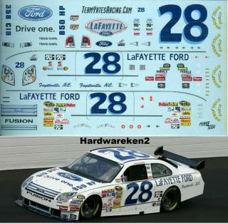 Nascar Decal 28 Lafayette Ford 2008 Ford Fusion Travis Kvapil - 1/24