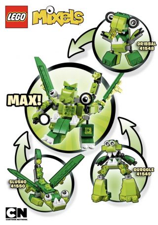 Lego Set (mixels,  Glorp Corp) : Dribbal,  Gurggle,  Slusho.  Build A Max
