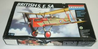 Incomplete British S.  E.  5a Model Kit Monogram 74012 Se Plastic Airplane Plane