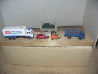 Wiking Ho Scale Assortment Of 5 Different Plastic Vehicles,  Very
