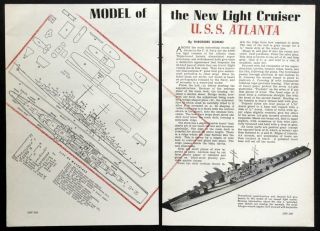 Uss Atlanta Wwii Light Cruiser 1942 Howto Build Plans 15 " Wooden Ship Model