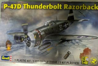 Revell P - 47d Thunderbolt Razorback 1/48th Scale Model Kit Open Box 5261
