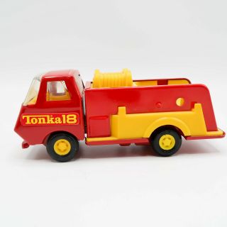 Vintage Mini Tonka 18 Red and Yellow Fire Engine Ladder Truck 6 