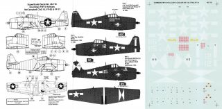 Superscale Decals 1/48 F6f - 5 Hellcat Cag - 15 Vf - 83 Uss Essex Vf - 31 Uss Cabot (usn)
